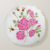 Rote Rosen Rundes Kissen (Vorderseite)