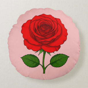 Rote Rosen-Rundkissen Rundes Kissen