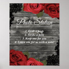 Rote Rosen Rustikale Black Lace Wedding Foto Stati Poster