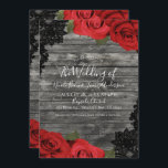 Rote Rosen Rustikale Hochzeit aus Holz Einladung<br><div class="desc">Passen Sie Ihre woll-Möglichkeiten an.</div>