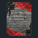 Rote Rosen Rustikale Hochzeit aus Holz Einladung<br><div class="desc">Passen Sie Ihre woll-Möglichkeiten an.</div>