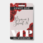 Rote Rosen Rustikaler Chic Sweet 16 VIP Pass Ausweis (Back)