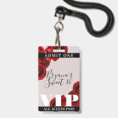 Rote Rosen Rustikaler Chic Sweet 16 VIP Pass Ausweis (Back with Lanyard)