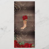 Rote Rosen Rustikaler Western Charra Party  Menükarte (Rückseite)