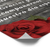 Rote Rosen Rustikales Black Lace Hochzeitszeichen Poster (Ecke)