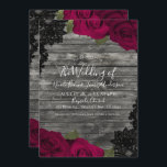 rote Rosen Rustikales Holzschwarzwurzeln Elegante  Einladung<br><div class="desc">Passen Sie Ihre woll-Möglichkeiten an.</div>