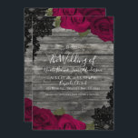 rote Rosen Rustikales Holzschwarzwurzeln Elegante  Einladung<br><div class="desc">Passen Sie Ihre woll-Möglichkeiten an.</div>