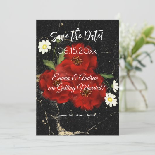 Rote Rosen Save the Date (Stehend Vorderseite)