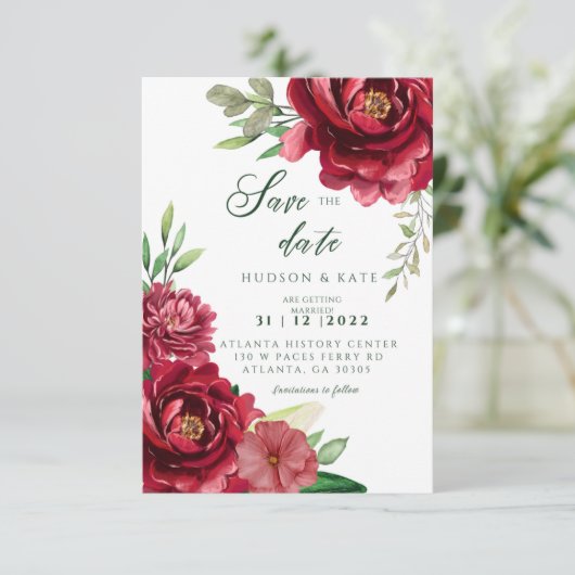 Rote Rosen Save the Date (Stehend Vorderseite)