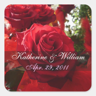 Rote Rosen Save the Date Aufkleber