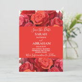 Rote Rosen Save the Date Einladung (Stehend Vorderseite)