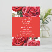 Rote Rosen Save the Date Einladung (Stehend Vorderseite)
