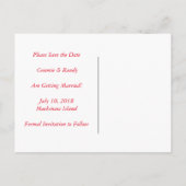 Rote Rosen Save the Date Foto Postkarte (Rückseite)