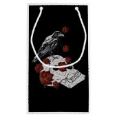 Rote Rosen, Schädel und Raven-Geschenktasche Kleine Geschenktüte (Rückseite)