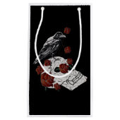 Rote Rosen, Schädel und Raven-Geschenktasche Kleine Geschenktüte (Vorderseite)
