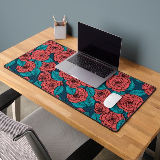 Rote Rosen Schreibtischunterlage (Büro 2)