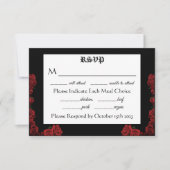Rote Rosen Schwarz RSVP Karte (Vorderseite)