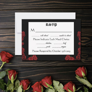 Rote Rosen Schwarz RSVP Karte