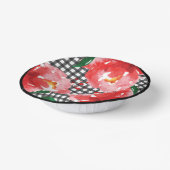 Rote Rosen Schwarz-weiß Gingham Pappteller (Gewinkelt)