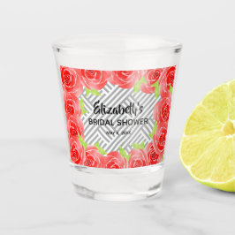 Rote Rosen Schwarz-weiß Streifen Derby Brautparty Schnapsglas