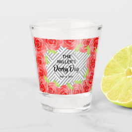 Rote Rosen Schwarz-weiße Streifen Derby Day Schnapsglas