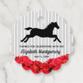 Rote Rosen Schwarz-weiße Streifen Derby Race Pferd Geschenkanhänger (Vorderseite)