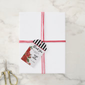 Rote Rosen | Schwarz-weiße Streifen | Derby Vielen Geschenkanhänger (Mit Garn)