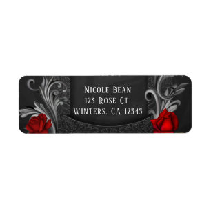 Rote Rosen schwarze aufwendige gotische Hochzeit