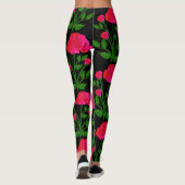 Rote Rosen Schwarze Leggings (Rückseite)