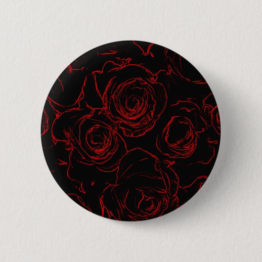 Rote Rosen Schwarzer Hintergrund Button (Vorderseite)