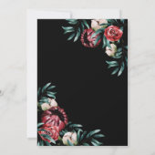 Rote Rosen Schwarzer Hintergrund Elegante Script H Einladung (Rückseite)