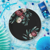 Rote Rosen Schwarzer Hintergrund Elegantes Skript Pappteller (Party)