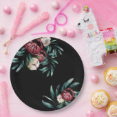 Rote Rosen Schwarzer Hintergrund Elegantes Skript Pappteller (Party)