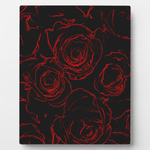 Rote Rosen Schwarzer Hintergrund Fotoplatte