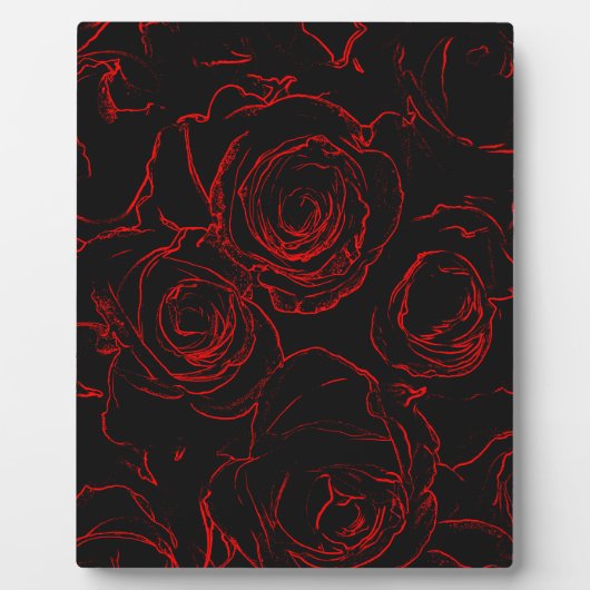 Rote Rosen Schwarzer Hintergrund Fotoplatte (Vorderseite)