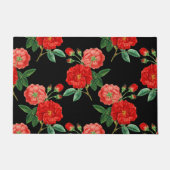 Rote Rosen, schwarzer Hintergrund, Fußmatte (Vorderseite)