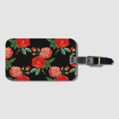 Rote Rosen, schwarzer Hintergrund, Gepäckanhänger (Vorderseite (Horizontal))
