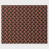 Rote Rosen, schwarzer Hintergrund, Geschenkpapier (Flach)
