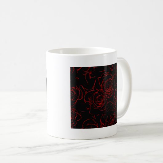 Rote Rosen Schwarzer Hintergrund Kaffeetasse (VorderseiteRechts)