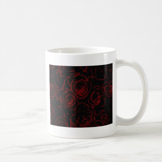 Rote Rosen Schwarzer Hintergrund Kaffeetasse (Rechts)