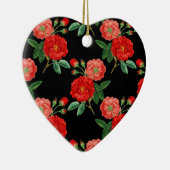 Rote Rosen, schwarzer Hintergrund, Keramik Ornament (Rechts)