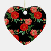 Rote Rosen, schwarzer Hintergrund, Keramik Ornament (Hinten)