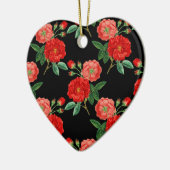 Rote Rosen, schwarzer Hintergrund, Keramik Ornament (Links)