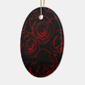 Rote Rosen Schwarzer Hintergrund Keramik Ornament (Links)