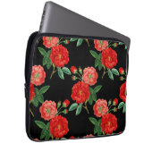 Rote Rosen, schwarzer Hintergrund, Laptopschutzhülle (Vorne Rechts)