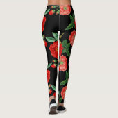 Rote Rosen, schwarzer Hintergrund, Leggings (Rückseite)