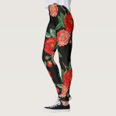 Rote Rosen, schwarzer Hintergrund, Leggings (Links)