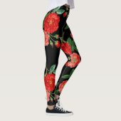 Rote Rosen, schwarzer Hintergrund, Leggings (Rechts)