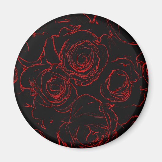 Rote Rosen Schwarzer Hintergrund Magnet (Vorne)