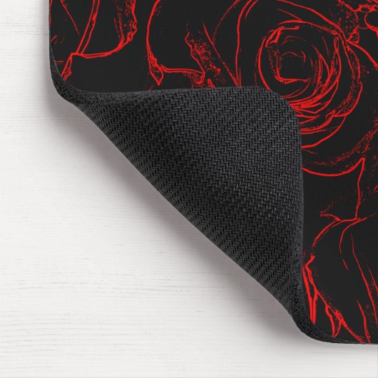 Rote Rosen Schwarzer Hintergrund Mousepad (Ecke)